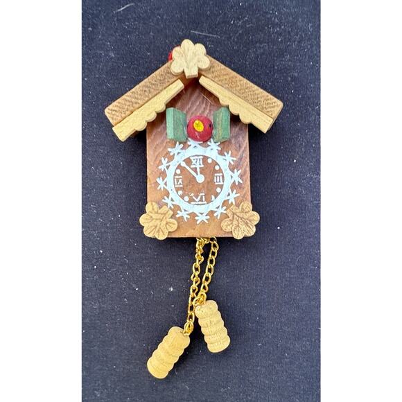 Vintage Christmas Ornament Wood Cuckoo Clock 4.5" Holiday Tree Decor -LO2 - Picture 1 of 5